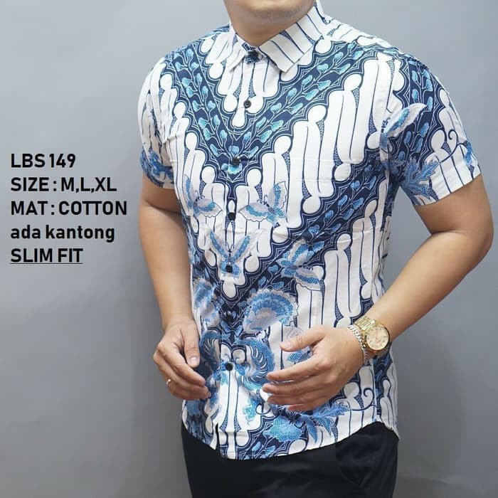 BAJU BATIK PRIA SLIM FIT LENGAN PENDEK BEST SELLER LBS149