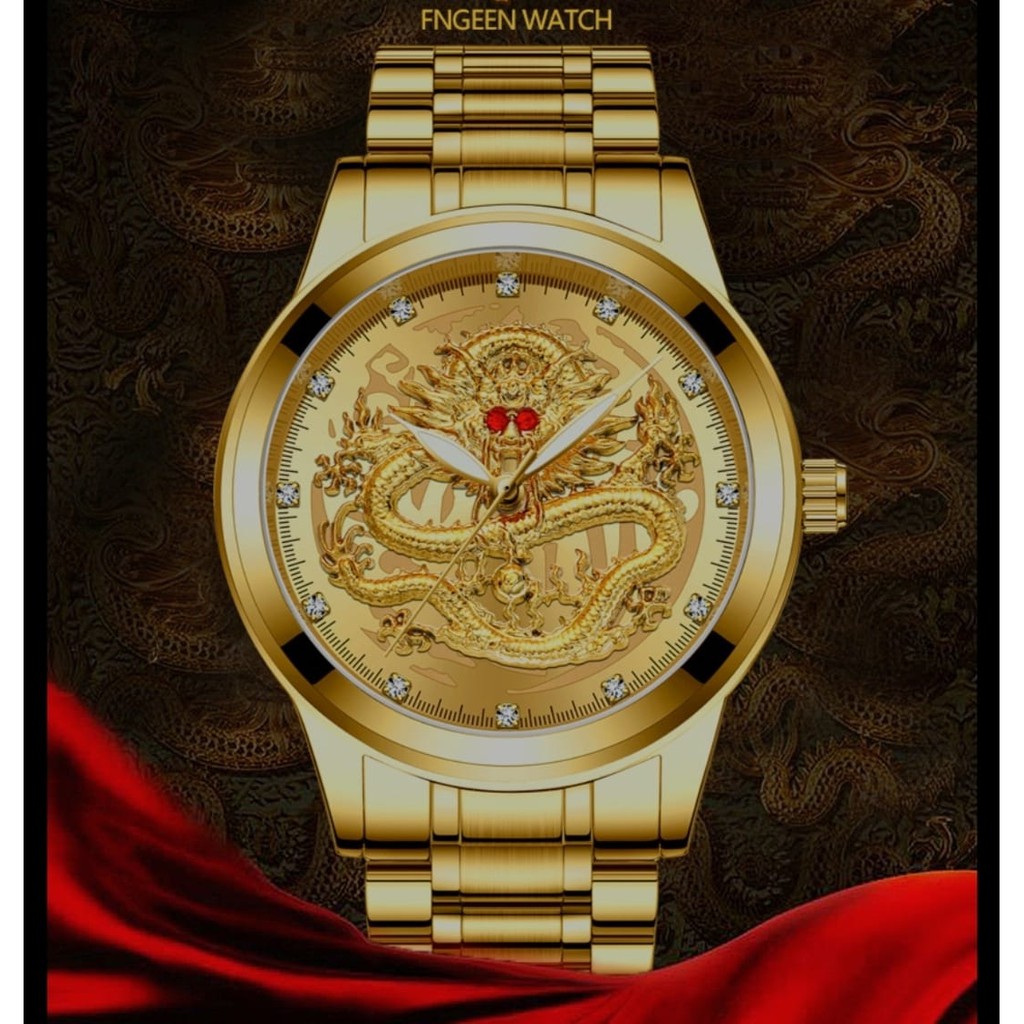 JAM TANGAN PRIA IMPORT RANTAI GOLD FNGEEN ORIGINAL NAGA OLYMP JAM075G1 STAINLESS EMAS KEREN PREMIUM