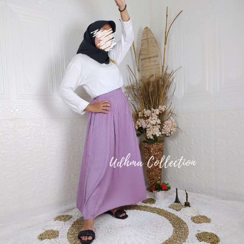 ROK PLISKET LILAC MAYUNG SIZE S-XL / BAWAHAN MUSLIM PREMIUM WARNA LILAC