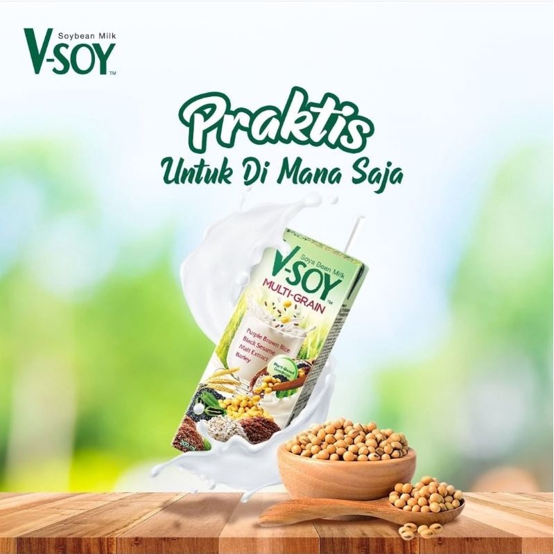 Vsoy V-soy Susu Kedelai Multi Grain 200 ML 200ML