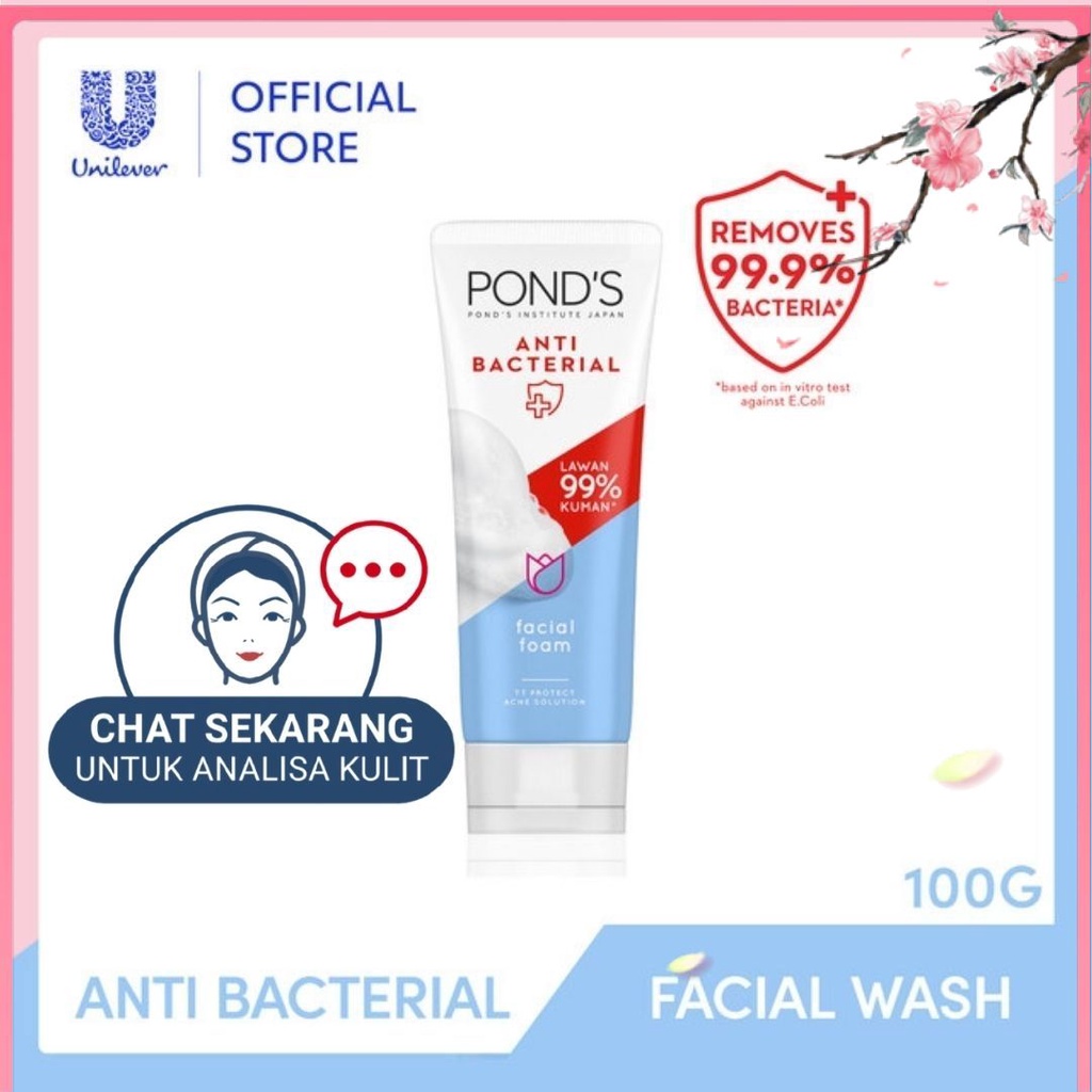 Ponds Facial Foam Sabun Muka Pembersih Wajah Anti Bacterial 100g