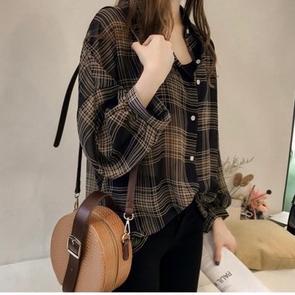 Harga TERMURAAH.. GUILEN KEMEJA WANITA JUMBO OVERSIZE KOTAK KOTAK LD 100cm XL ATASAN KATUN BAJU CEWE