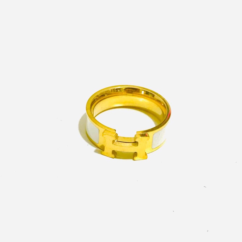 Cincin Titanium Wanita Lapis Emas Anti Karat CT-18