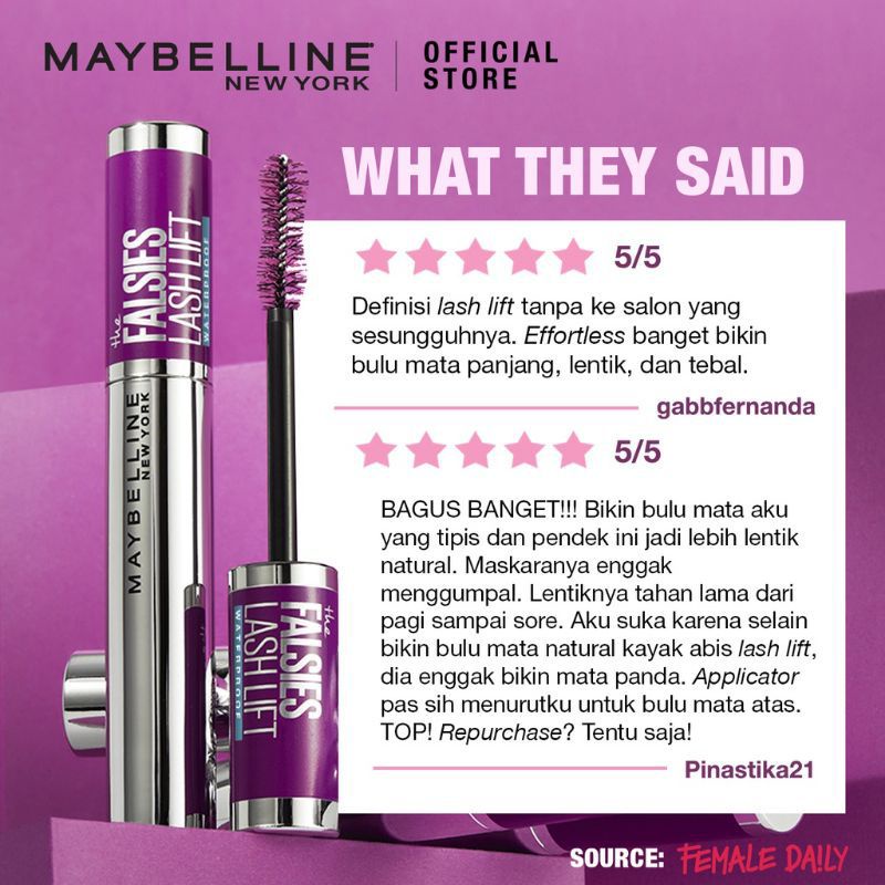 Jual Maybelline Push Up Drama Waterproof Mascara Eyes MakeUp Hitam
