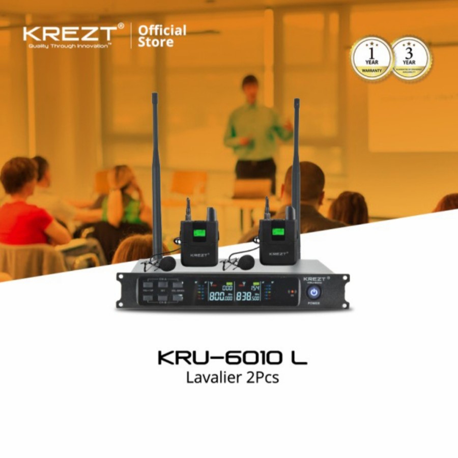 MICROPHONE - MIC WIRELESS KREZT KRU 6010 MULTICHANNEL DUA MIK VOKAL KARAOKE ORIGINAL