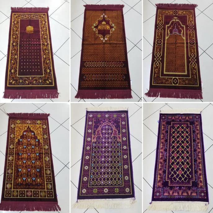 Bagus Sajadah Alif Warna Ungu Tebal Bulu Ukuran 110 X 50 Bagus