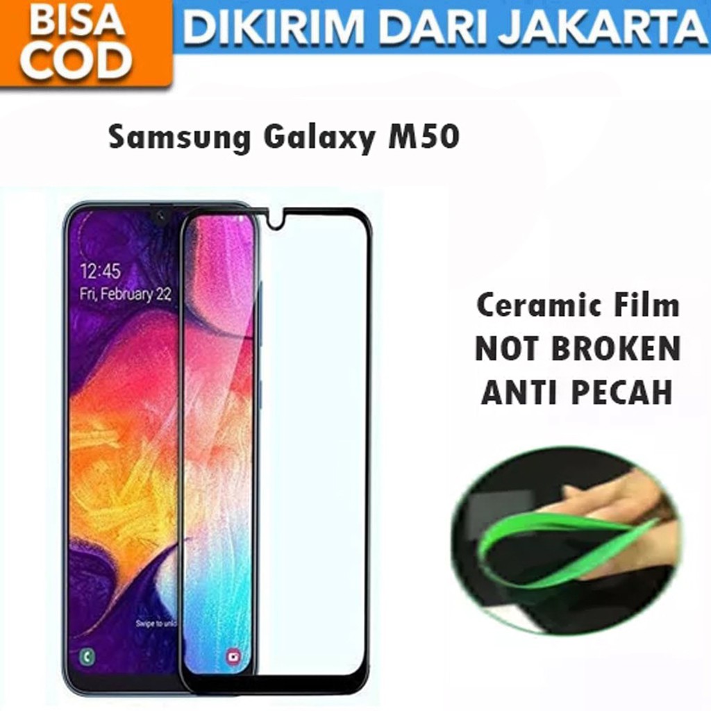 Tempered Glass Samsung Galaxy M50 Full Cover / Full Screen Ceramic Film Anti Gores