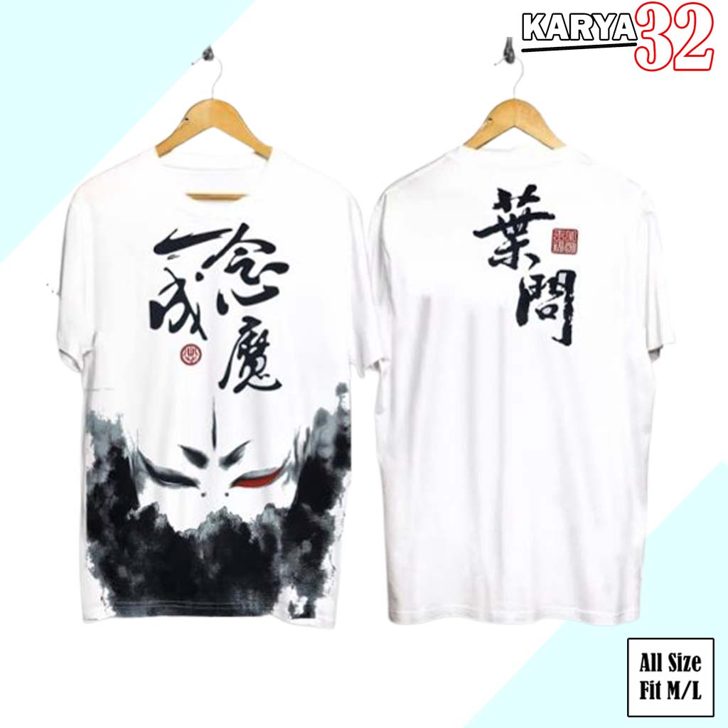 Kaos Samurai JepangTopeng Asap Putih Baju distro Pria