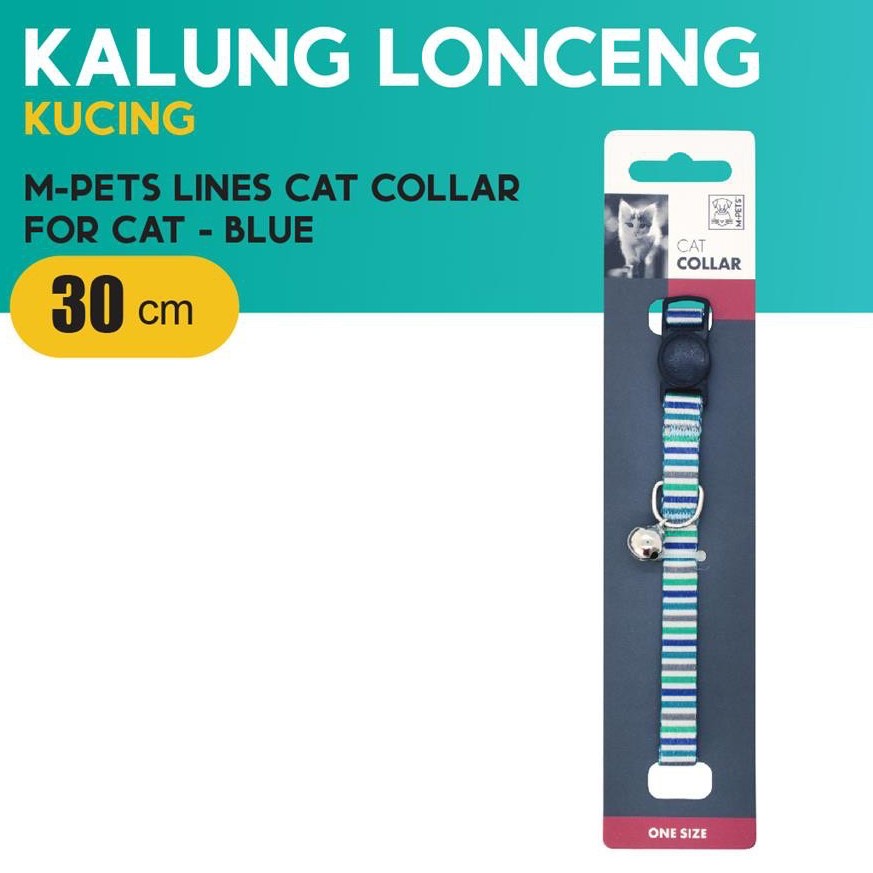 M-Pets Lines Cat Collar Size 30 cm / Kalung Kucing Lonceng