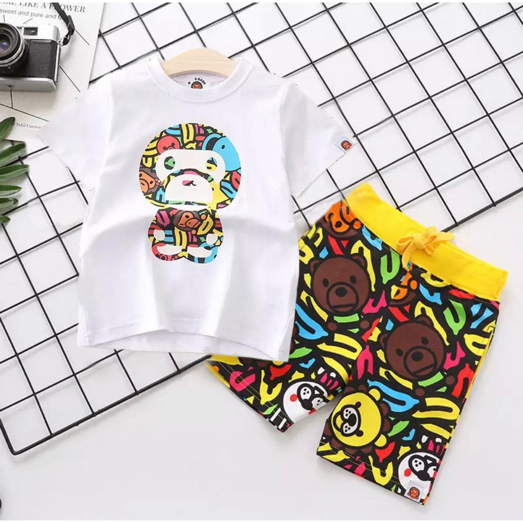 setelan kaos anak usia 1-5 tahun / setelan anak laki laki setelan anak perempuan-baby milo putih