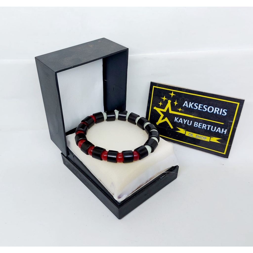 gelang kombinasi 3 macam (kelor hitam, batu fosfor, batu sulaiman)