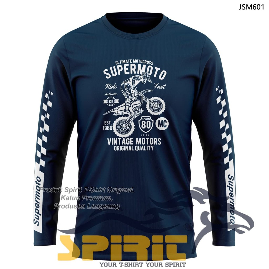 MOTOCROSS TShirt-KAOS DISTRO SUPERMOTO PRIA EXTREME SPORT  LENGAN PANJANG MOTOR TRAIL 100%Catton