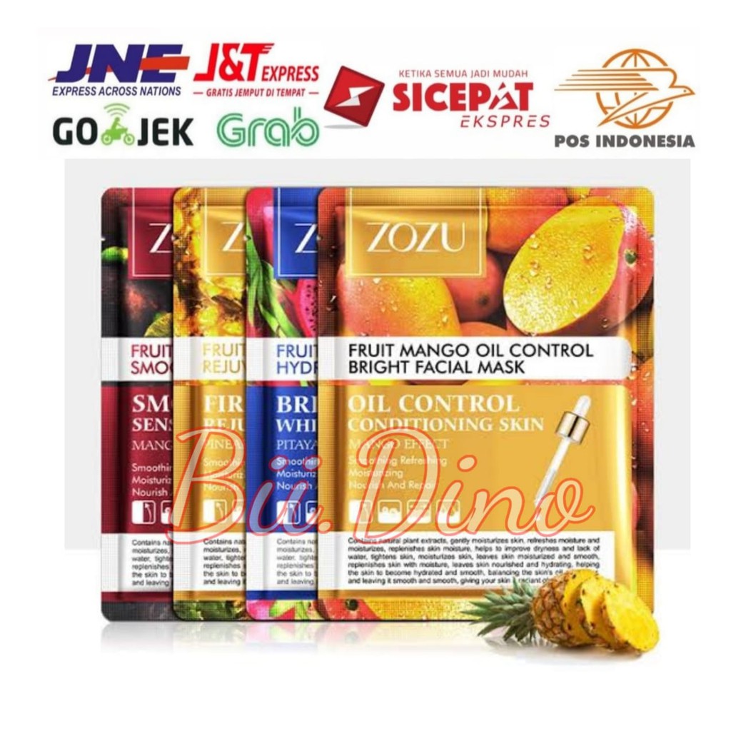 Zozu Fruits Sheet Mask Extract Natural Hydrating Facial Mask Masker Wajah Ekstrak Buah Buahan