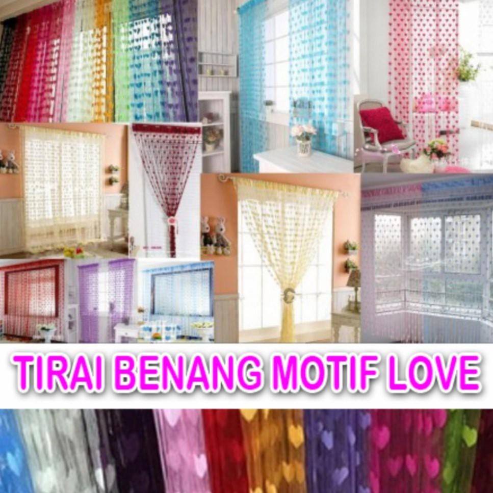 MARKAS Tirai Benang Motif Love Baichuan Tirai Gorden Tirai Pintu Tirai Jendela Motif Love