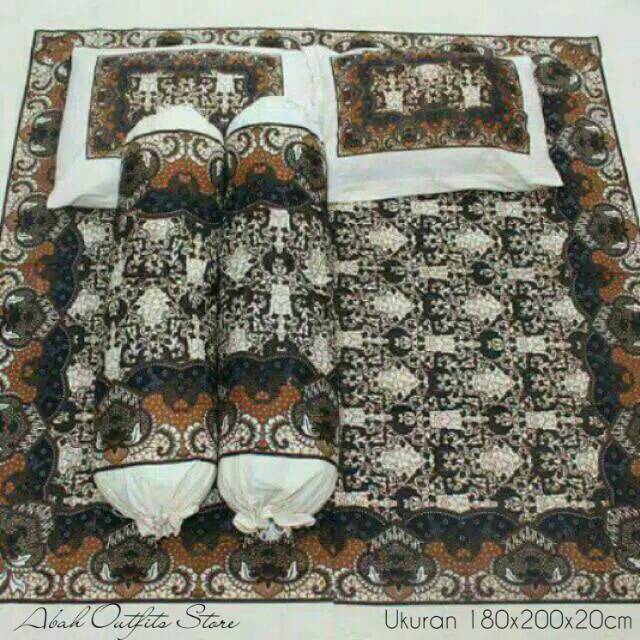 SPREI BATIK SOGA SOGAN COKLAT DASAR PUTIH 180X200X20 160x200x20 BATIK PEKALONGAN UKURAN KING MOTIF