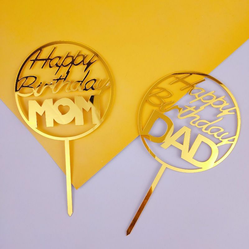 cake topper happy birthday mom/dad