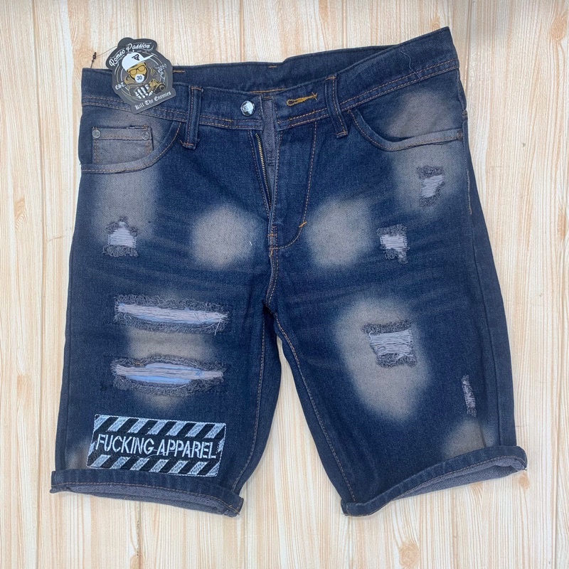 Celana Pendek Jeans Sobek Jumbo Pria 33-38 Original Distro Terbaru Korean Style Celana Santai Ripped Jeans Murah