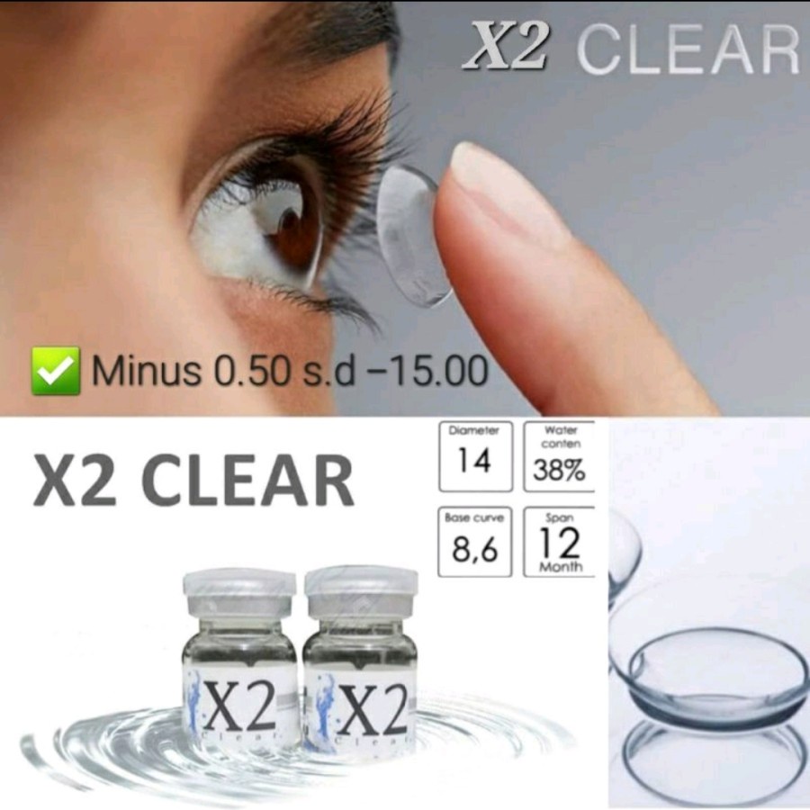 Softlens Minus bening X2 CLEAR ( -0.50 s/d -20.00 ) soflens tahunan  yearly kontak lensa