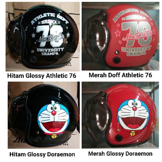 Helm Dewasa Model Bogo Doraemon & Athlentic (Full Leher. Foto Asli)