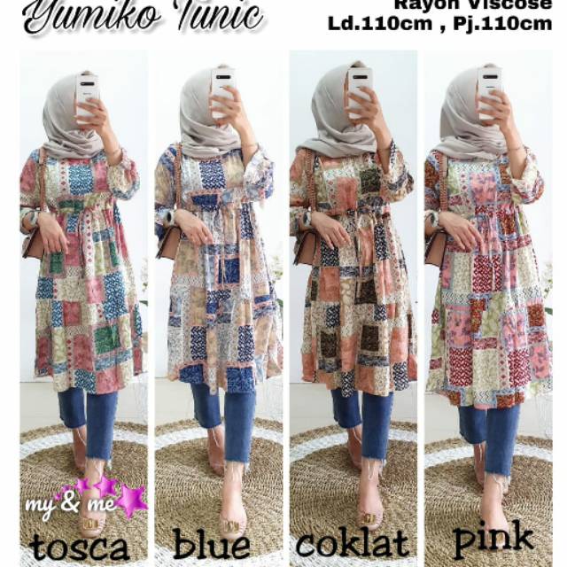 Yumiko tunik / tunik motif etnik