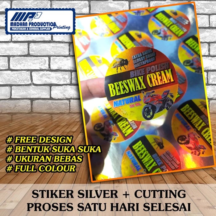 

stiker label A3+ (FREE DESIGN) sehari jadi. STIKER SILVER