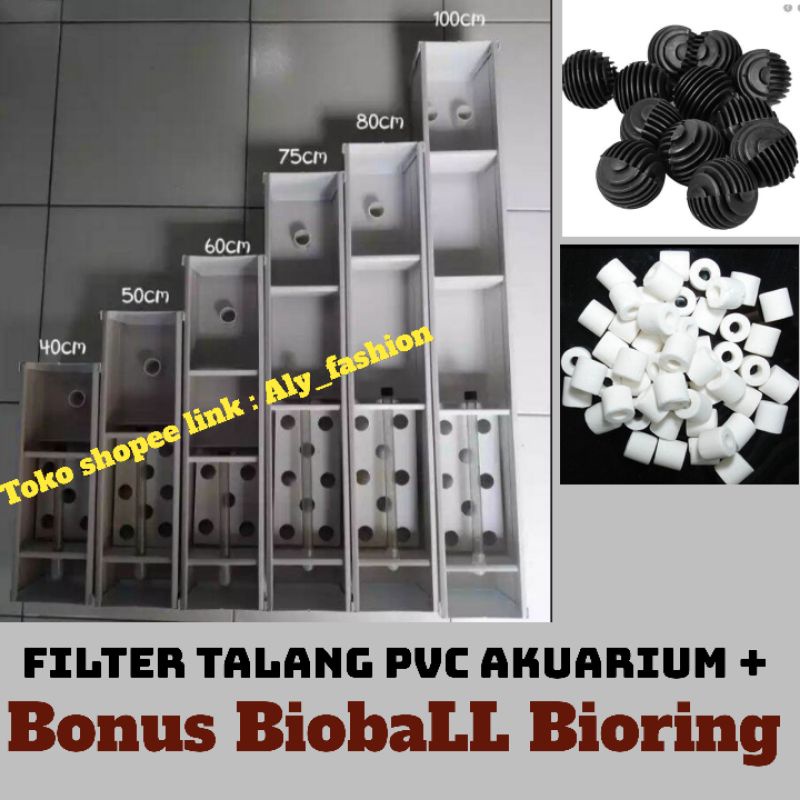 Filter talang uk 150cm - 85cm akurium pvc Bonus Bioball Bioring/TOP FILTER AKUARIUM