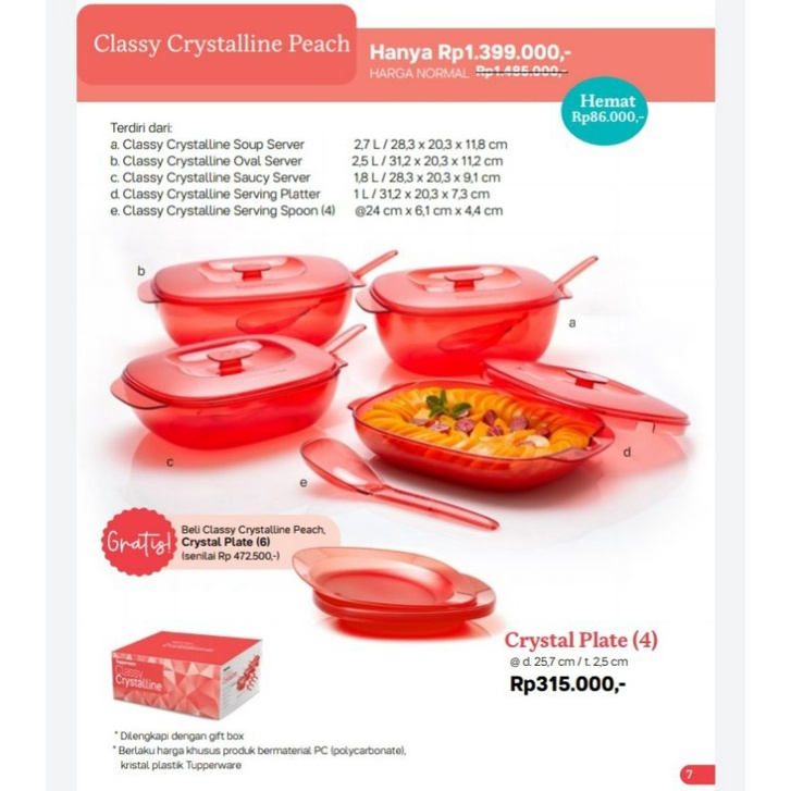 classy crystalline tupperware wadah saji 1 set
