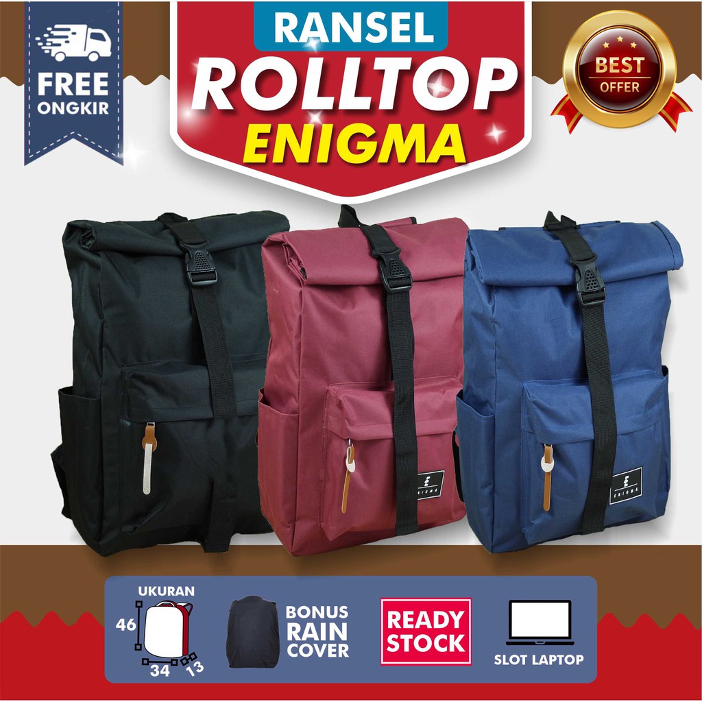 Obral Promo Back Pack Rolltop Expansive Daypack Pria Tas Carrier Travelling Cowok Keren Berkualitas