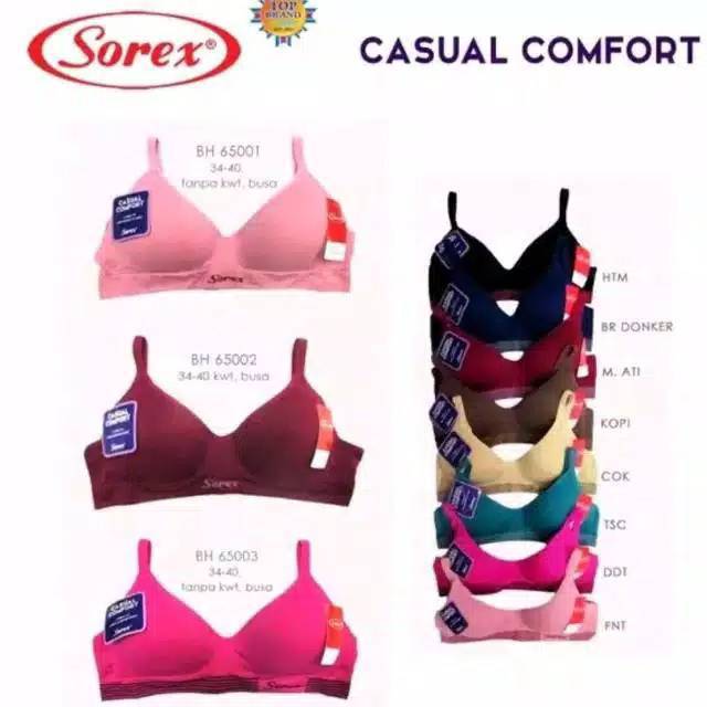 RC BH SPORT/BRA SOREX BUSA TIPIS TANPA KAWAT ART 65001/65003