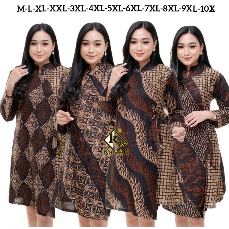 ATASAN TUNIK BATIK LENGAN PANJANG BIG SIZE JUMBO LD 120 LD 130 LD 140 LD 150 ATASAN WANITA