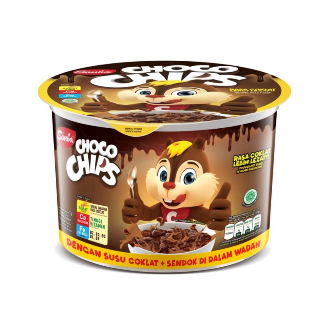 SIMBA CHOCO CHIPS CUP SUSU COKLAT 34 GRAM SIMBA CEREAL SEREAL