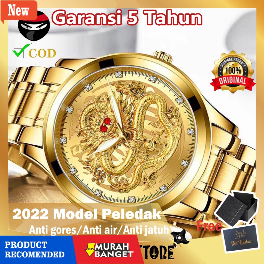 Jam pria analog terbaik- 【Stok Siap】AOKEYO S336 COD Jam Tangan Pria Naga Anti Air Original（Free Kart