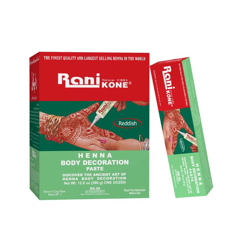 (30gr) HENNA KUKU HALAL HENNA KUKU RANI Henna Rani Kone 82 Nail Decoration Paste Reddish (Green Pack)