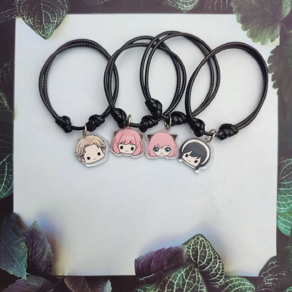Gelang Tali Single Charm Anime Spy x Family - Bracelet Single Charm Versi Kaitan Gantungan Akrilik -