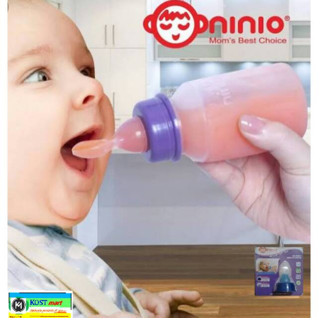 NINIO MPASI BOTOL DOT SENDOK SILIKON /SENDOK SILICONE 2 IN 1 DENGAN  FILTER