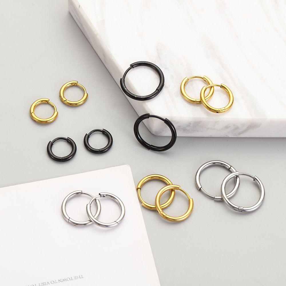 Suyo Anting Hoop Pesta Warna Emas Statement Huggie Stud