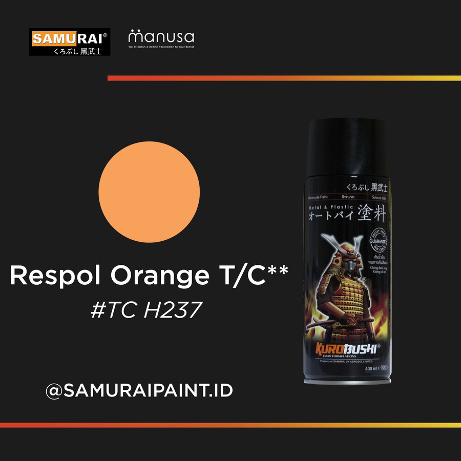 Samurai paint 2coat system # tch 237 Repsol orange ( isi 400 ML &amp; warna candy orange )