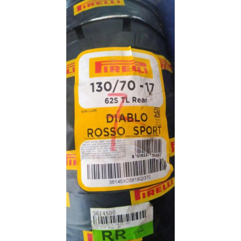 Ban Pirelli Diablo Rosso Sport Tubeless Ukuran 130/70-17  Front/Rear