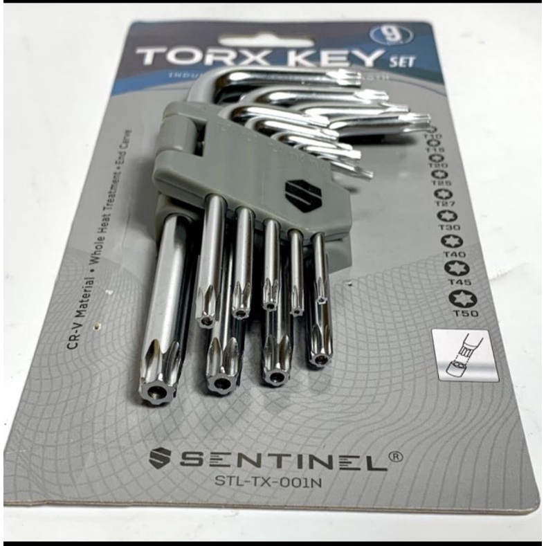 SENTINEL KUNCI L SET BINTANG BERLUBANG 9PCS TORX KEY SET