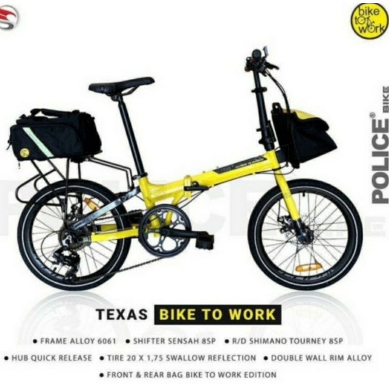 Sepeda Lipat Folding Bike Police Texas Bike To Work 20"