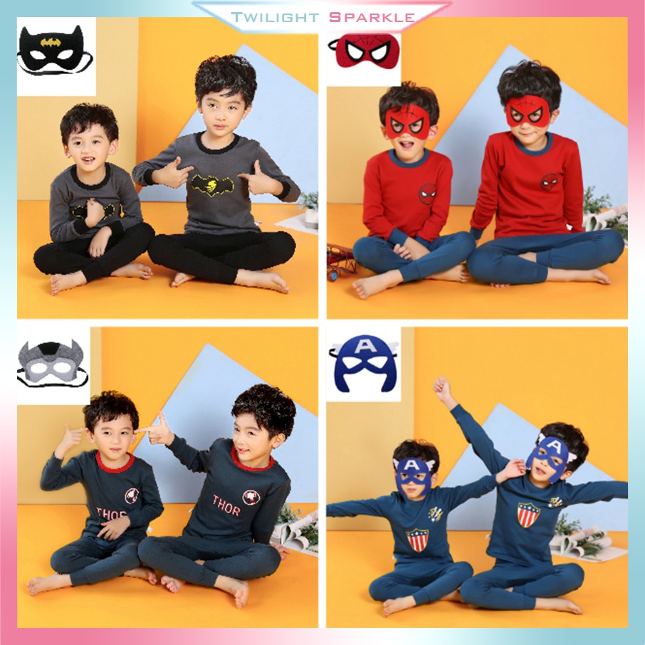  TS Gift Mask Baju  Tidur Anak  Laki laki Super Hero Piyama 