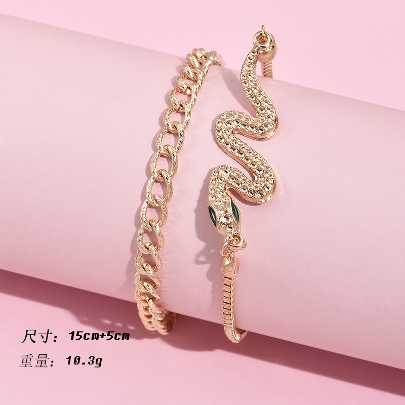 2021 Gelang Tangan Wanita Desain Geometri Multi Level Ular Emas Vintage Hias Kristal Butterfly Lock