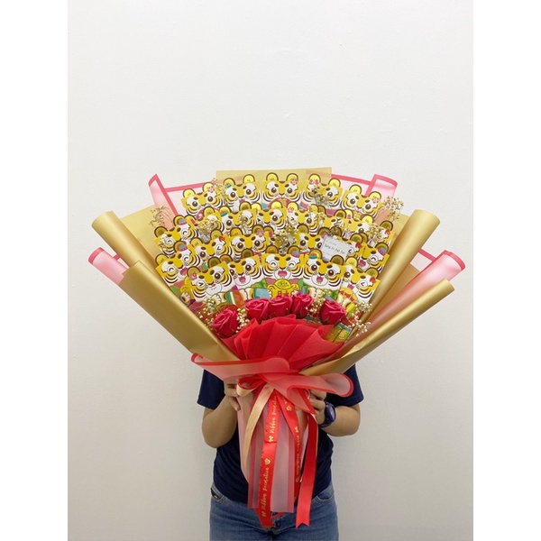 

Buket Angpao Xincia Imlek Gong Xi Fa Cai / bouquet flowers bunga wedding gift idea teapay phang teh
