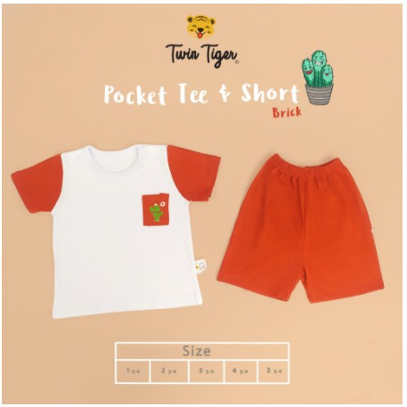 Twin Tiger Baby - Pocket Tee Cactus - Baju retro Setelan Anak - Baju Anak - Bayi SNI 0 - 5 th Cactus