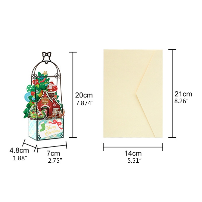 Kartu Ucapan Model Lipat Desain Kartun Pohon Natal 3D Warna-Warni Dengan Amplop