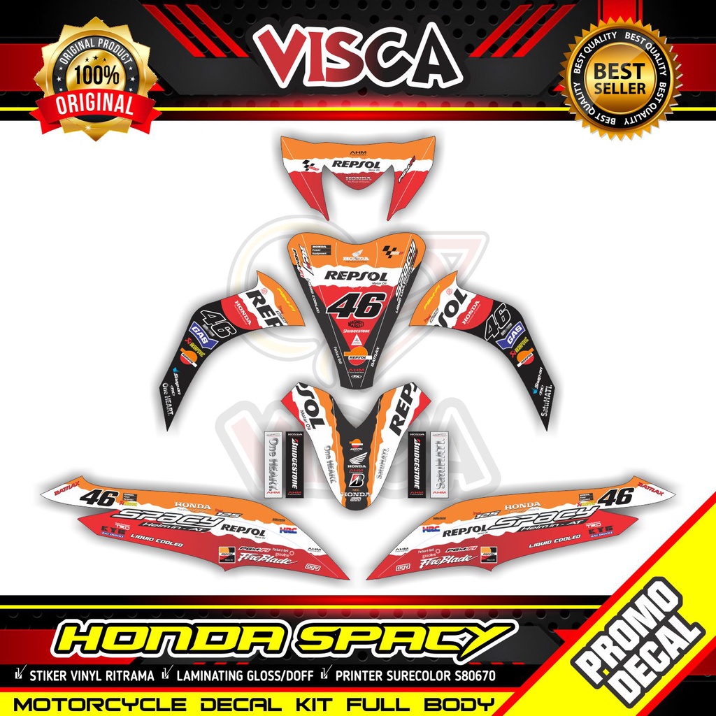 Decal Spacy Full Body Stiker Motor Spacy Full Body Striping Spacy Variasi Repsol