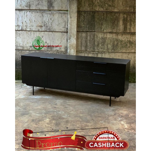 meja tv kabinet minimalis kayu jati