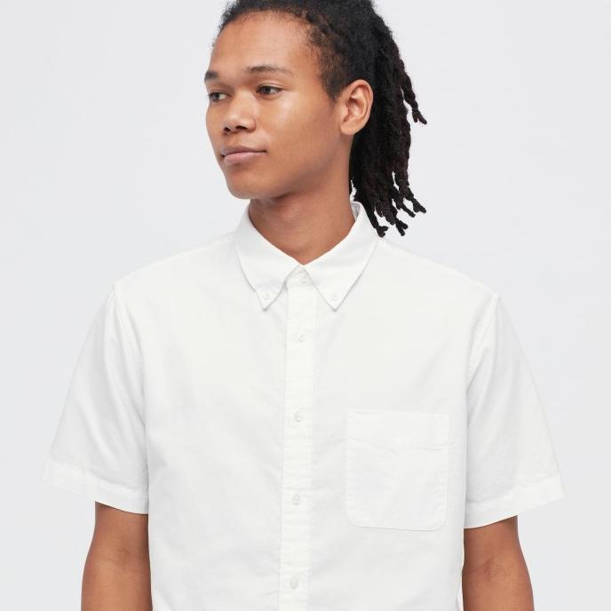 UNIQLO Kemeja Oxford Slim Fit Lengan Pendek / Kemeja Polos Pria