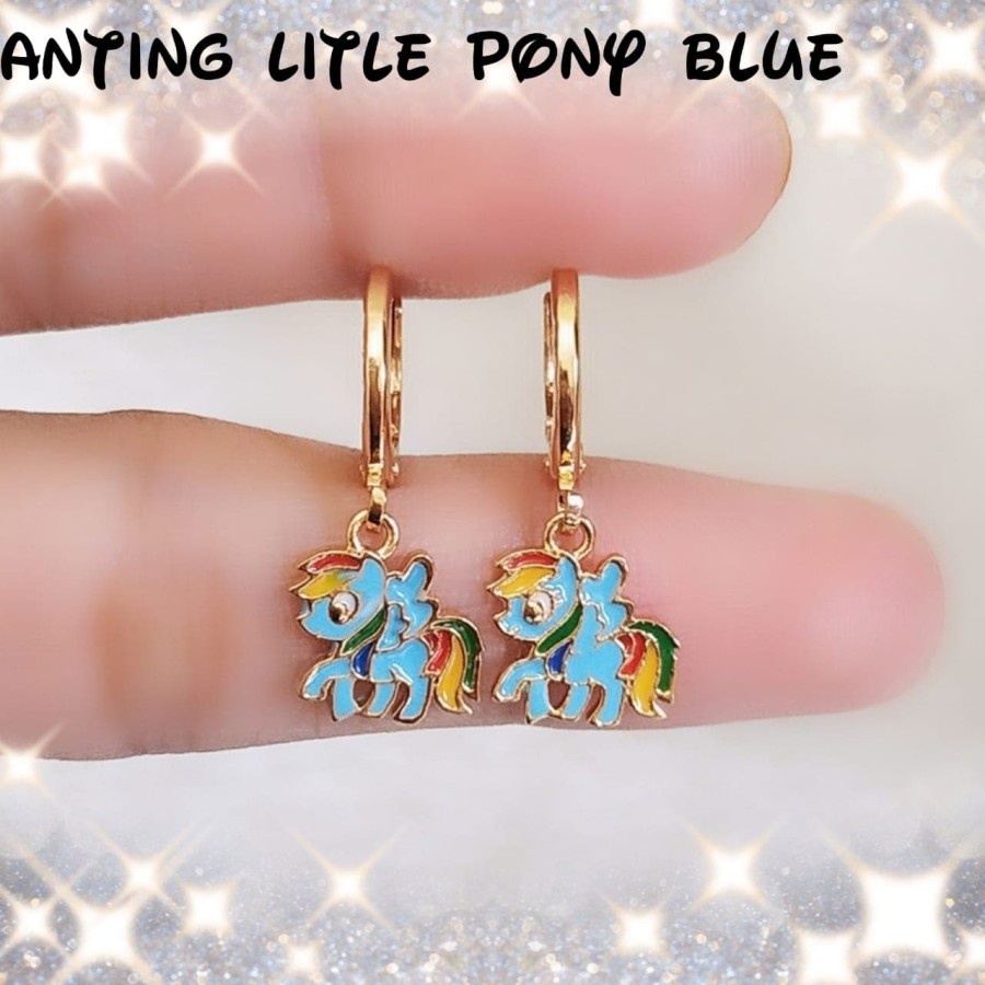 Anting xuping anting anak pony blue karakter lucu perhiasan anting anak lapis emas gold