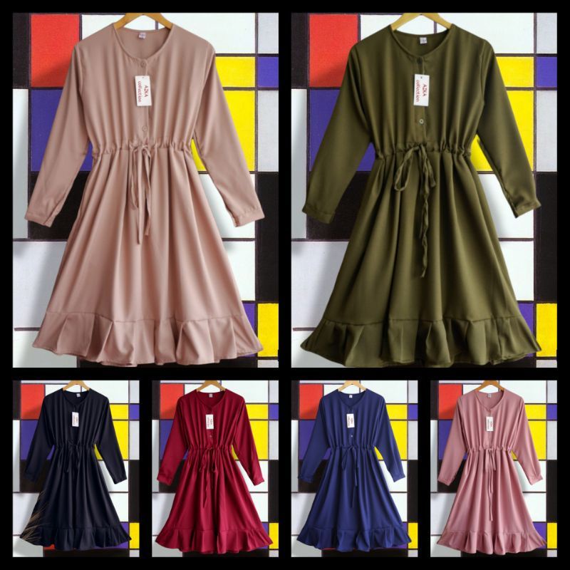 Baju Long Dress Tunik Wanita Jumbo Terbaru series 2022 Tunic Zalfa Kekinian Model Kancing